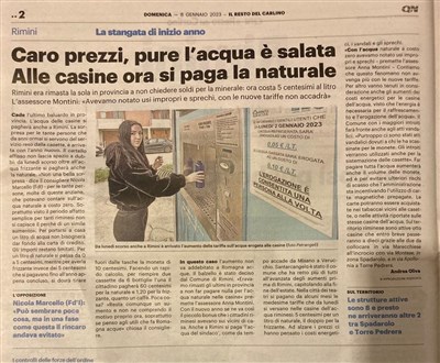 Caro prezzi, pure l'acqua è salata. Alle casine ora si paga l'acqua naturale