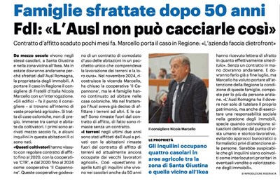 Famiglie sfrattate dopo 50 anni - Fdi 'l'ausl non può cacciarle così'
