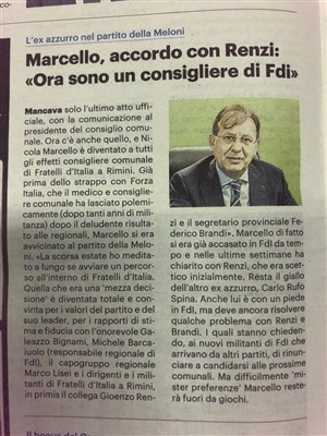 Marcello, accordo con Renzi: 'Ora sono un consigliere di Fdi'