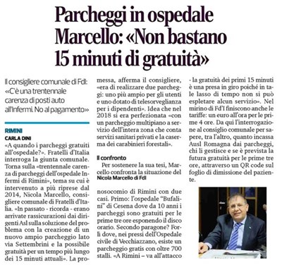 Parcheggi in ospedale Marcello: Non bastano 15 minuti di gratuità