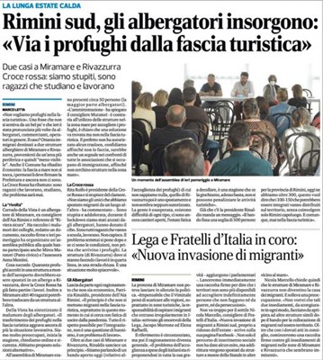 Rimini Sud, gli albergatori insorgono - via i profughi dalla fascia turistica